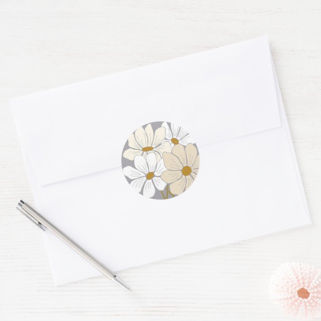 Sticker Rond Scellés d'invitation Simple Daisy (Enveloppe)