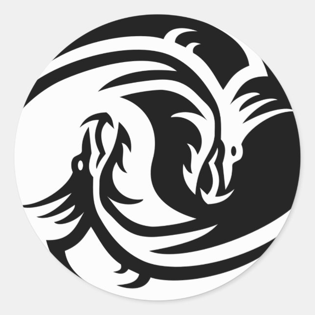 Sticker Rond Scelleur d'enveloppes Dragon Yin et Yang (Devant)