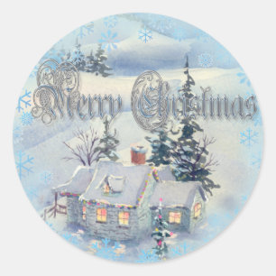 Sticker Rond SCÈNE 2 d'HIVER de NOËL par SHARON SHARPE