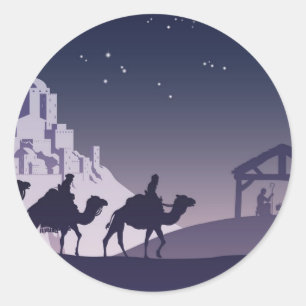 Sticker Rond Scène chrétienne de nativité de Noël
