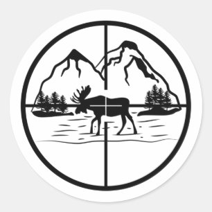 Sticker Rond Scène de montagne de conception de carabines de ch