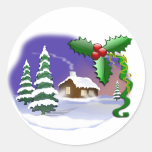 Sticker Rond Scène de Noël