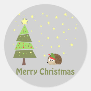 Sticker Rond Scène de Noël de Hérisson