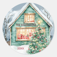 Scène de Noël rustique Charme Arbre Neige