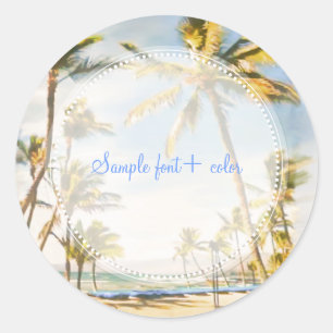 Sticker Rond Scène de plage vintage PixDezine