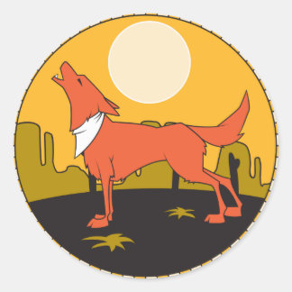 Sticker Rond scène hurlante de coyote