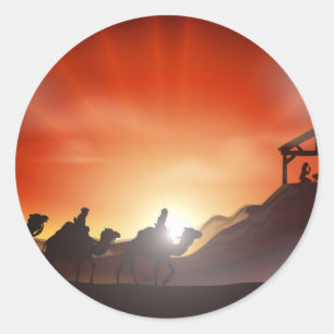 Sticker Rond Scène traditionnelle de nativité de Noël