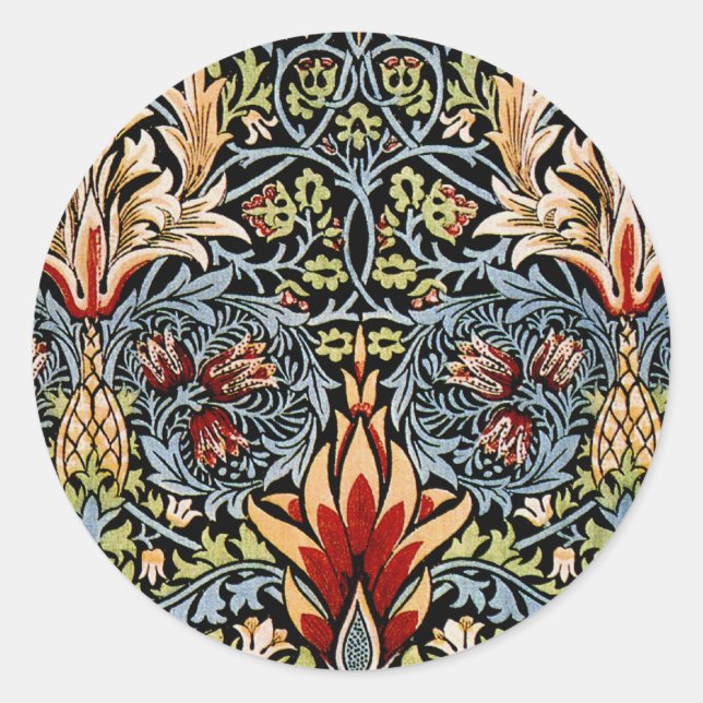 Sticker Rond Schéma floral William Morris Snakeshead (Devant)