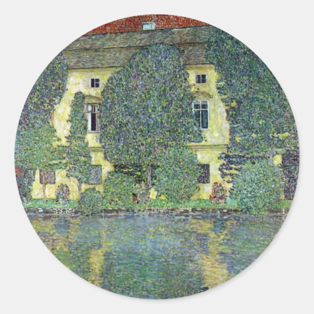 Sticker Rond Schloss Kammer sur l'Attersee III Par Gustav Klimt (Devant)