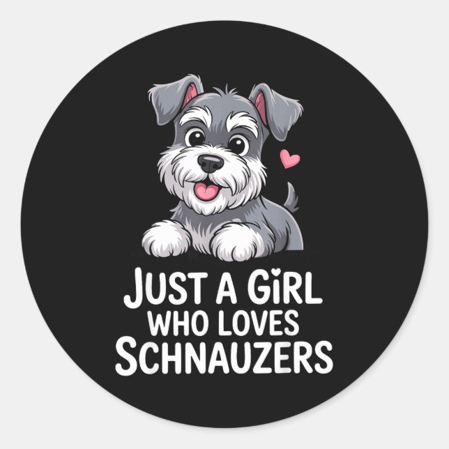 Sticker Rond Schnauzer Art For Women Girls Kids Mini Schnauzer  (Devant)