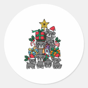 Sticker Rond Schnauzer Christmas Tree