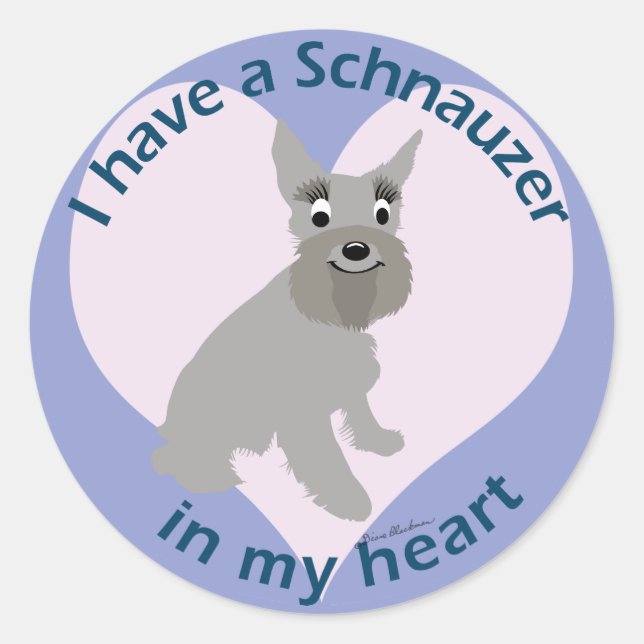 Sticker Rond Schnauzer dans mon coeur (Devant)
