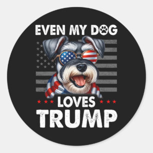 Sticker Rond Schnauzer même mon chien aime Trump drôle