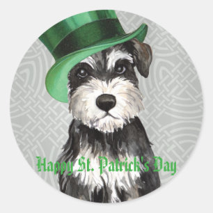 Sticker Rond Schnauzer miniature du jour de St Patrick