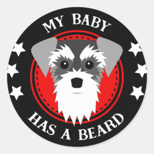 Sticker Rond Schnauzer miniature Mon bébé a une barbe