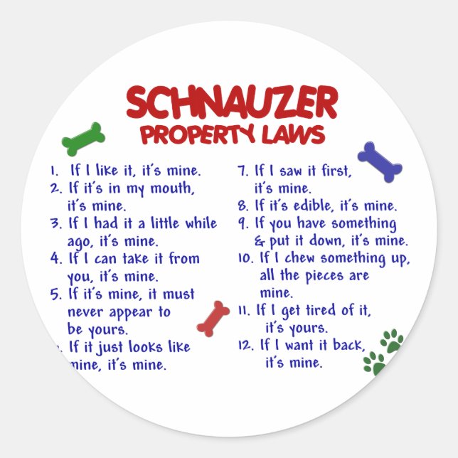 Sticker Rond SCHNAUZER, propriété Lois 2 (Devant)