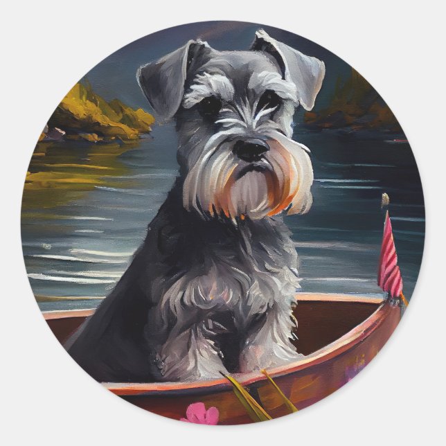 Sticker Rond Schnauzer sur une pédale : une aventure Pittoresqu (Devant)