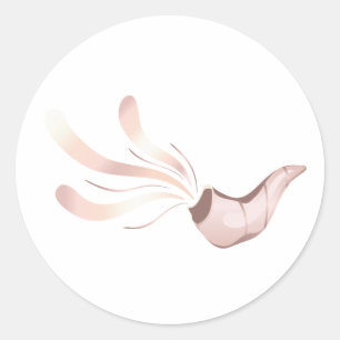 Sticker Rond Schofar juif illustration or rose