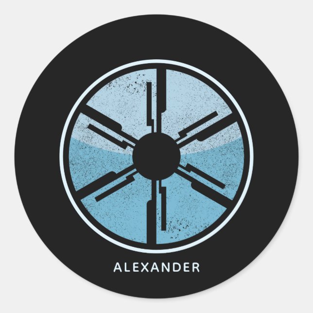 Sticker Rond Sci-Fi Cosmique Espace Bleu Ombre Distressé Person (Devant)