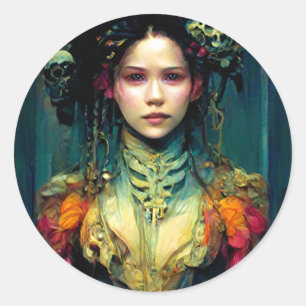 Sticker Rond Sci-Fi Imaginaire d'oursin arc-en-ciel