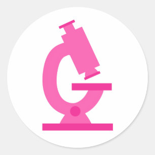 Sticker Rond Science du microscope rose
