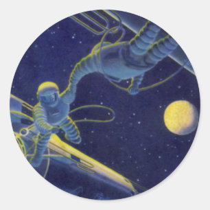 Sticker Rond Science-fiction vintage, Sci-Fi Alien en sortie ex