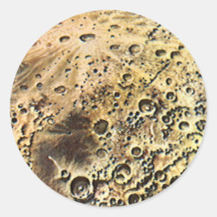 Sticker Rond Science-fiction vintage, vaisseau spatial au-dessu