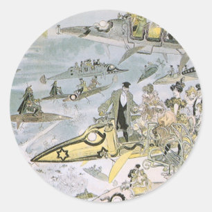 Sticker Rond Science-Fiction vintage Voitures futuristes, Taxi 