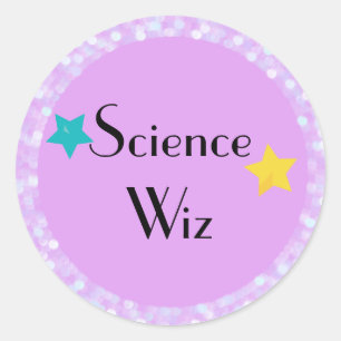 Sticker Rond Science Wiz avec étoiles