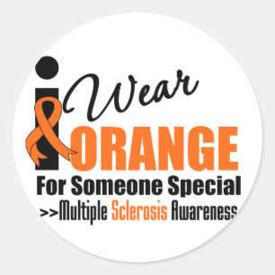 Sticker Rond Sclérose en plaques je porte l'orange quelqu'un