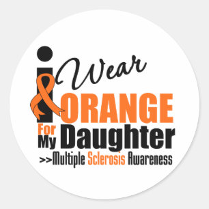 Sticker Rond Sclérose En Plaques Je Porte Orange Pour Ma Fille
