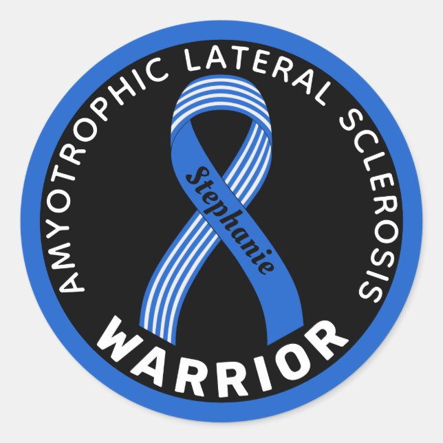 Sticker Rond Sclérose latérale amyotrophique Ruban de guerrier  (Devant)