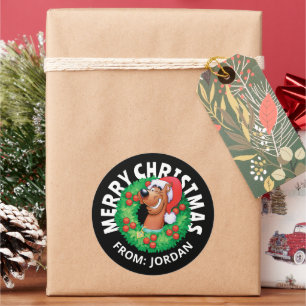 Sticker Rond Scooby dans la couronne de Noël   Personnalisé