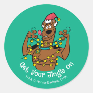 Sticker Rond Scooby-Doo "Accrochez-vous à votre Jingle"