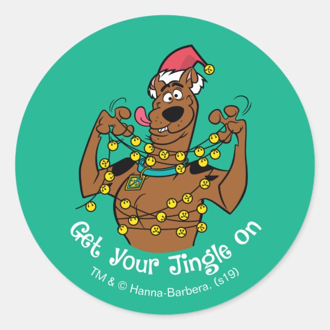 Sticker Rond Scooby-Doo "Accrochez-vous à votre Jingle" (Devant)