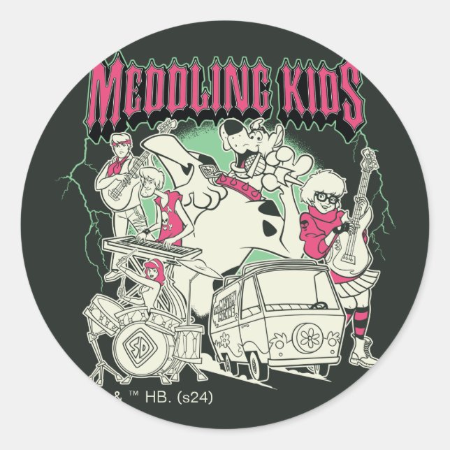 Sticker Rond Scooby-Doo et le groupe Gang Meddling Kids Punk (Devant)