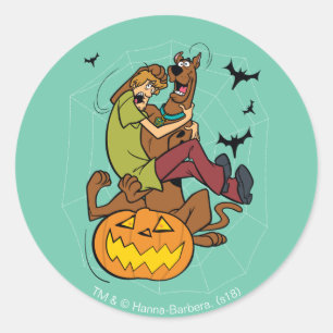 Sticker Rond Scooby-Doo et Shaggy Halloween Fright
