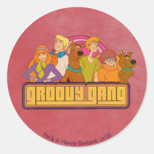 Sticker Rond Scooby-Doo   Graphique de dessin rétro "Gang Super