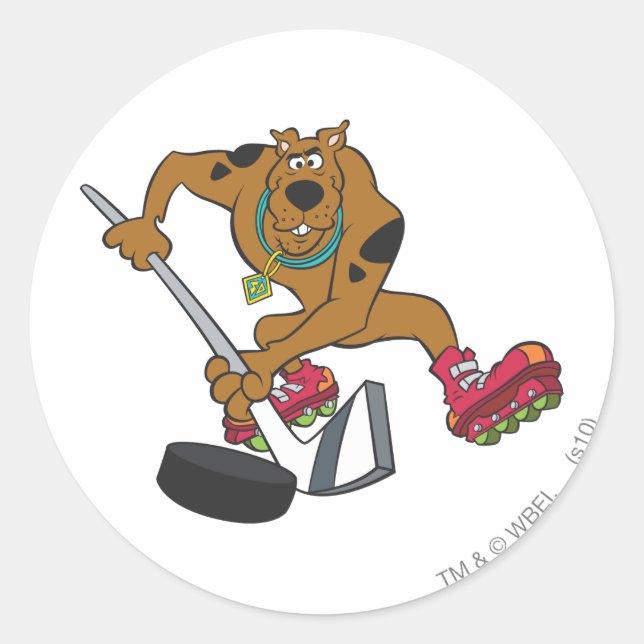 Sticker Rond Scooby-Doo Jouer Au Hockey (Devant)