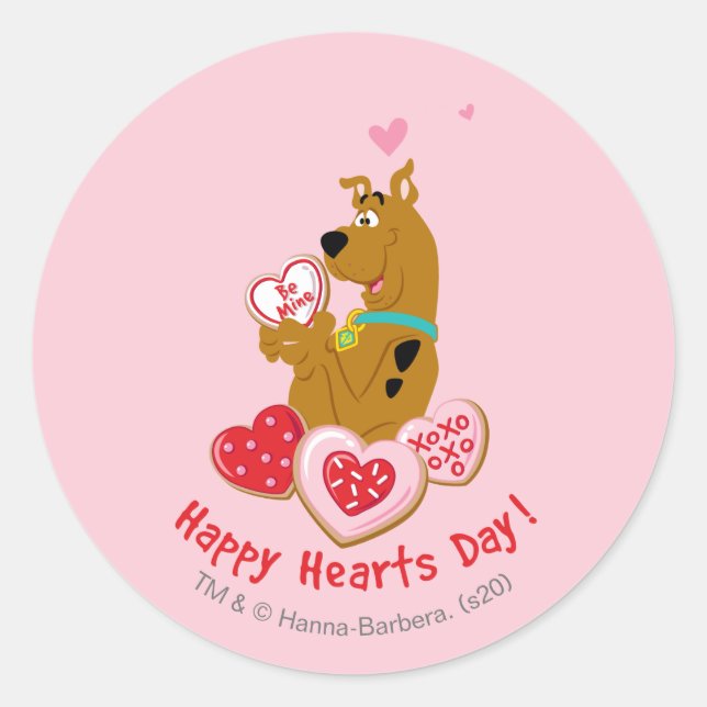 Sticker Rond Scooby-Doo - Joyeuse Journée des Coeurs (Devant)