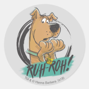 Sticker Rond Scooby-Doo "Ruh Roh !" Croquis de marqueur