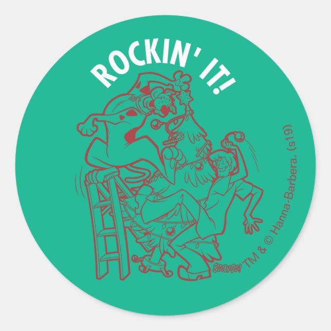 Sticker Rond Scooby-Doo & Shaggy Rockin 'Il Arrondit L'Arbre (Devant)