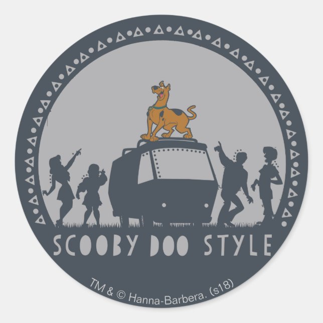 Sticker Rond Scooby Doo Style Tribal Van Silhouette (Devant)