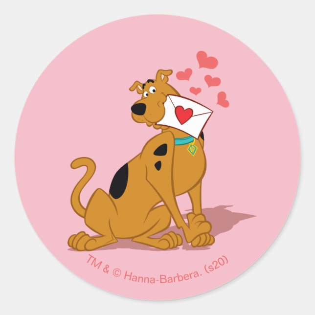 Sticker Rond Scooby-Doo - Tenue de l'enveloppe Valentine (Devant)