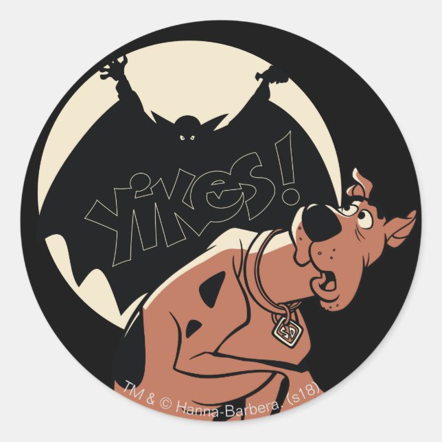 Sticker Rond Scooby-Doo "Yikes !" Ombre vampire (Devant)