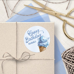 Sticker Rond Scoop Glace Cream Boys N'Importe Quel Âge Annivers