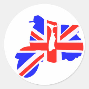 Sticker Rond Scooter lumineux d'Union Jack