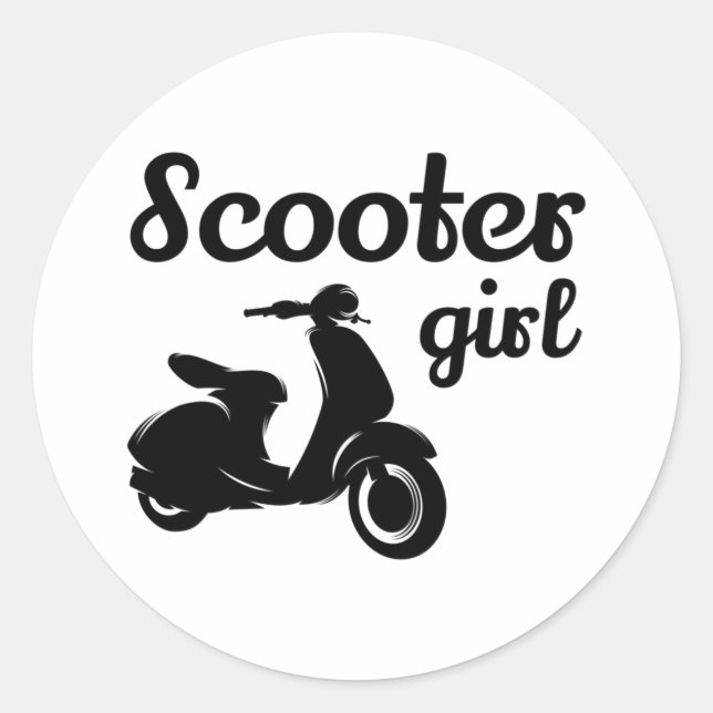 Sticker Rond Scooter Rider Scootering Motorbike Moped Bike (Devant)