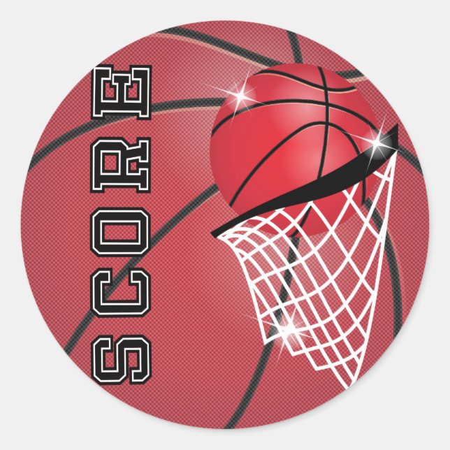 Sticker Rond Score de basket en rouge (Devant)