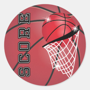 Sticker Rond Score de basket en rouge